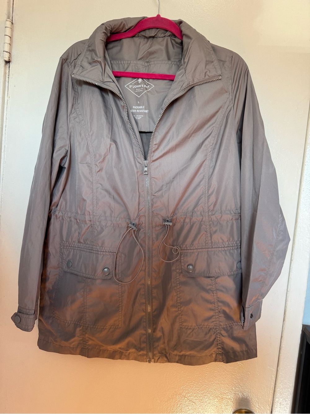 St. John's Bay Taupe Utility Packable Jacket